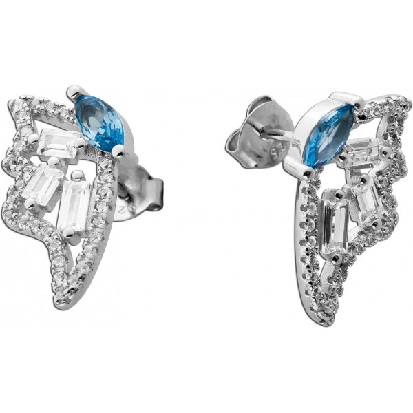 Schmetterlings Ohrringe Silber 925 wasserblaue weisse Zirkonia Steine