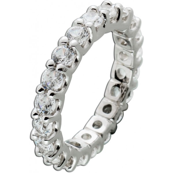 Memoire Ring Silber925 poliert rhodiniert weißer Zirkon