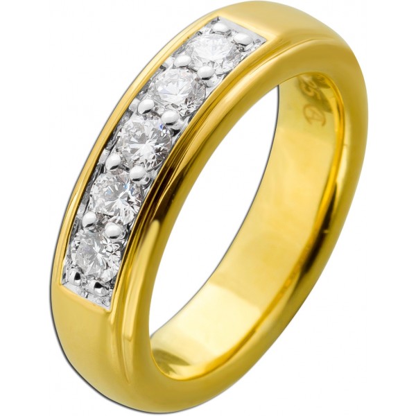 Brillantring 0.50ct F VSI Silber 925 Gelbgold vergoldet 5 Lab Grown Diamanten