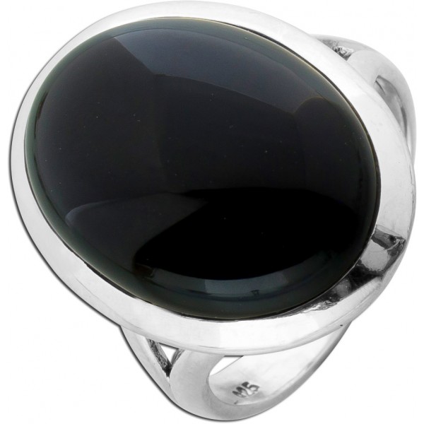 Onyx Ring Silber 925 schwarzer Edelstein 10ct
