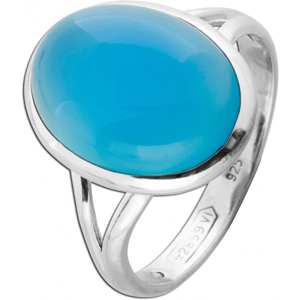 Chalzedon Ring Silber 925 himmelblauer Edelstein 10ct