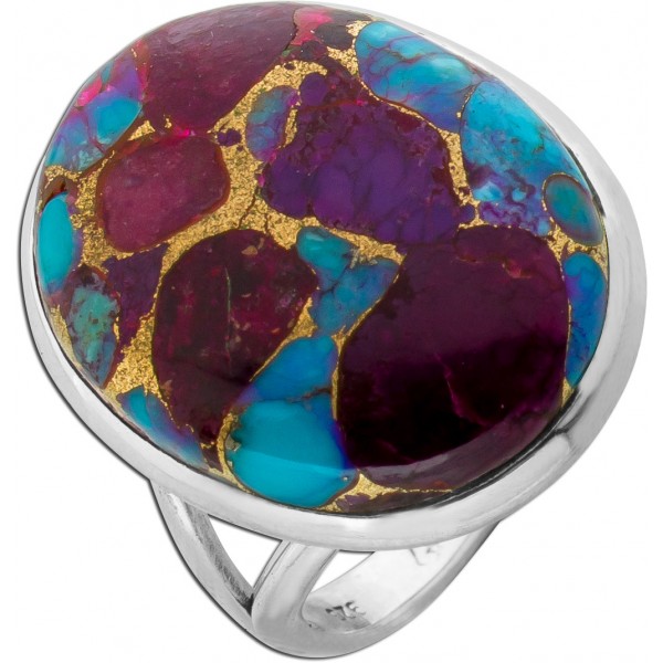 Türkis Ring Silber 925 blauer Kupfer Edelstein 10ct
