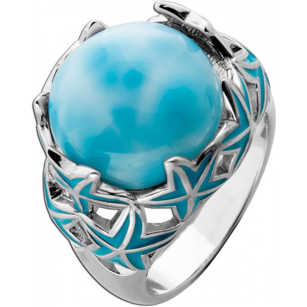 Larimar Ring Silber 925 himmelblauer Edelstein 16.9ct