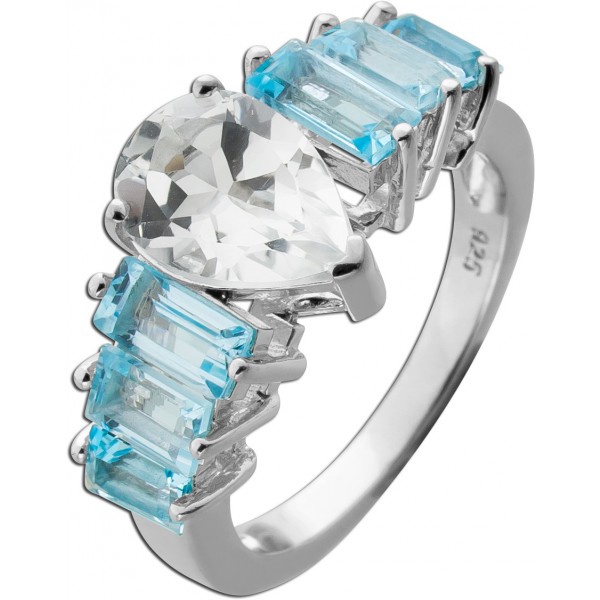 Topas Ring Silber 925 hellblaue Blautopas Natur Edelsteine