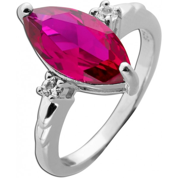 Rubin Ring Silber 925 roter Labor Edelstein weiße Lab Grown Saphir Edelsteine