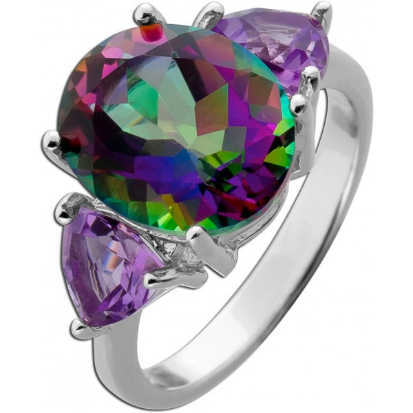 Amethyst Ring Silber 925 Mystic Topas Natur Edelsteine