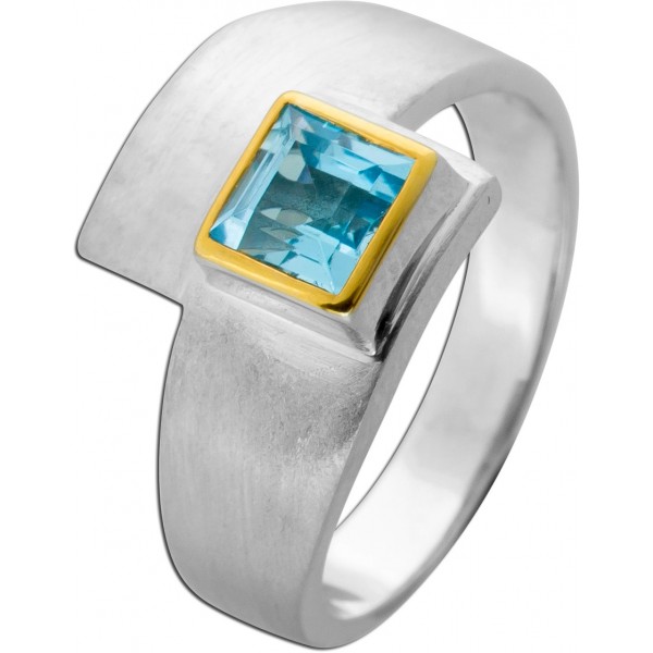 Blautopas Ring Silber 925 nat Sky Bluetopas Edelstein 1.32ct