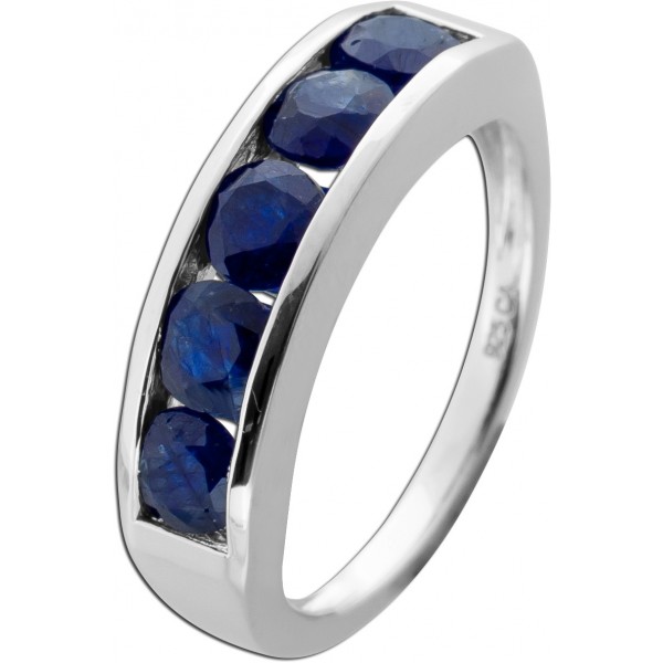 Saphir Memoire Ring Silber 925 nachtblaue Saphir Edelsteine 3ct