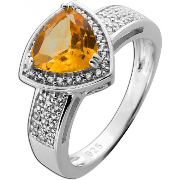 Citrin Ring Silber 925 nat. Citrin 1.32ct Natur Zirkone