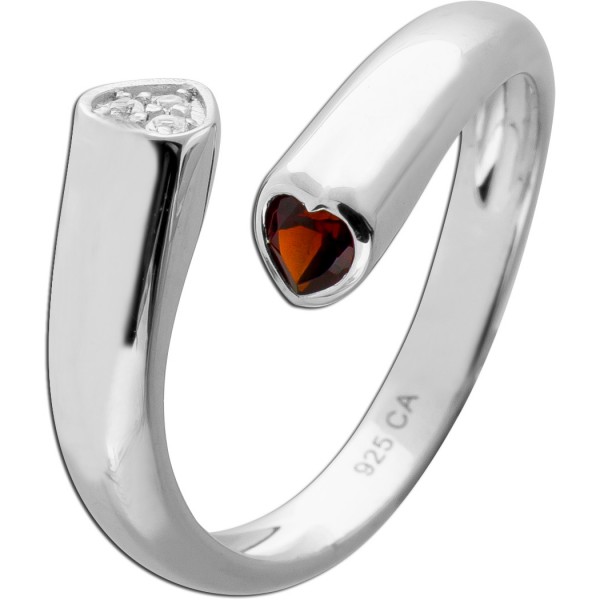 Herz Ring Silber 925 nat Granat 0.32ct nat weisse Topase
