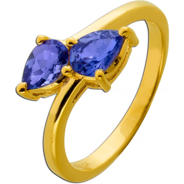 Tansanit Ring Silber vergoldet Nat. Tansanite 1.50ct