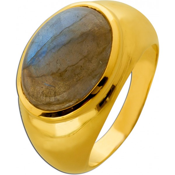 Labradorit Ring Silber 925 vergoldet gold grüner Natur Labradorit 9.7ct