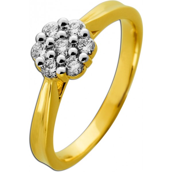 Brillant Ring Silber vergoldet Labor Diamanten 0.50ct