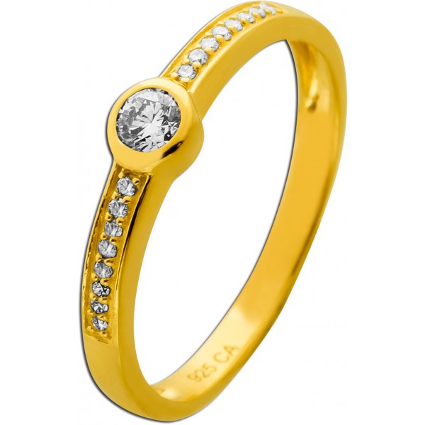 Diamant Ring Silber vergoldet Lab Grown Diamonds 0.30ct