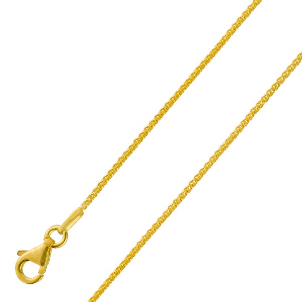 Zopfkette Sterling Silber 925 gelb vergoldet 38-70cm Unisex Halskette 