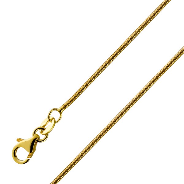Schlangenkette Silber 925 Gelbgold vegoldet Durchmesser 1,4mm Halskette 