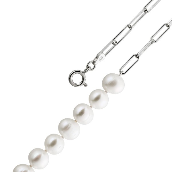 Perlenkette 925 Silber Süßwasserzuchtperlen 7,5-8,5mm