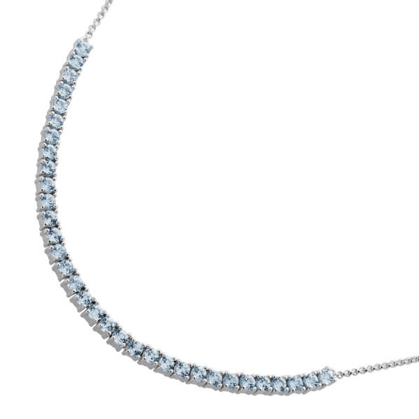Blautopas Kette Silber 925 Edelstein 42cm 47cm