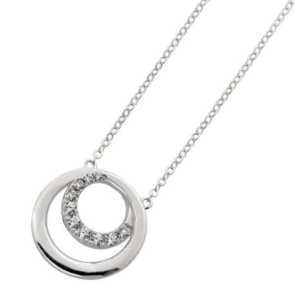 Ankerkette Anhänger Sterling Silber 925 weiße Zirkonia Steine