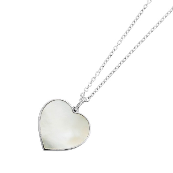 Topas Herzkette Silber 925 weißer Perlmutt 2.3ct weiße Edelsteine