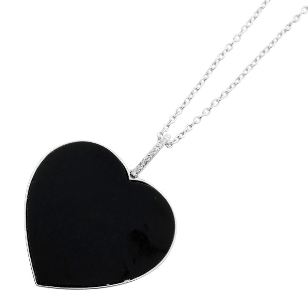 Onyx Herzkette Silber 925 schwarzer Edelstein weiße Topas Edelsteine