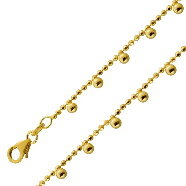 Fusskette Silber 925 Gold vergoldet Kugelanhänger