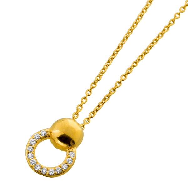 Diamant Kette Silber 18K vergoldet Labor Diamanten 0.10ct