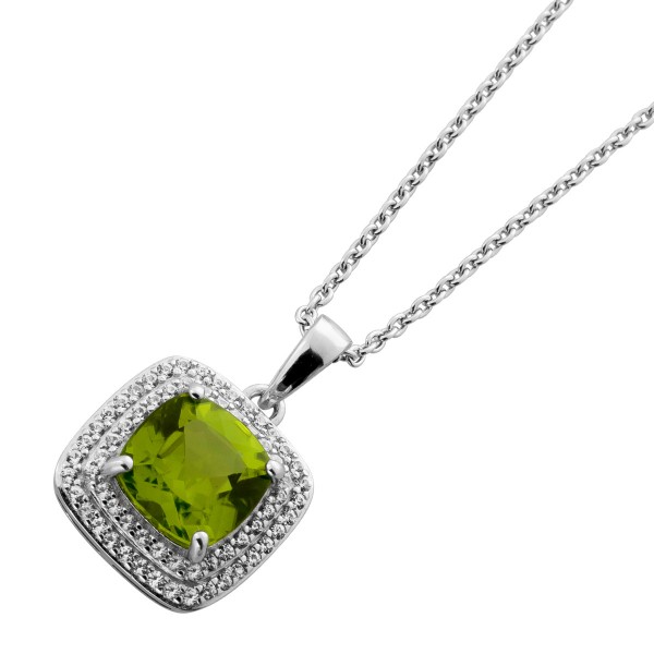 Peridot Kette Silber 925 nat. Peridot 1.84ct weiße nat. Zirkone