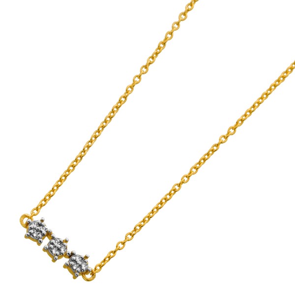 Ankerkette Anhänger Silber 925 vergoldet Natur Diamanten 0.05ct