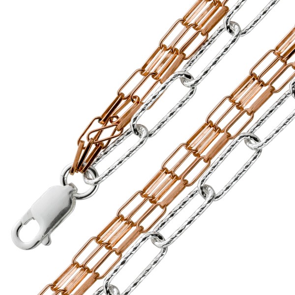 Armband 4-reihig Silber 925teils rose vergoldet Ankerarmband 18+3cm Verlängerungskette