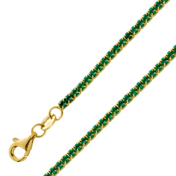 Tennis Armband Silber 925 Gelbgold vergoldet grüne Zirkonia Damenschmuck