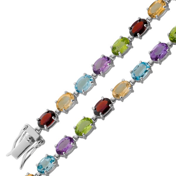 Peridot Armband Silber 925 nat.  Amethyste Sky Blue Topase Citrine Granate
