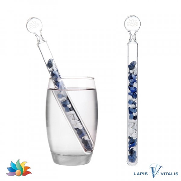 Edelsteinwasser GELASSENHEIT Blauquarz Dumortierit Magnesit Blume des Lebens 