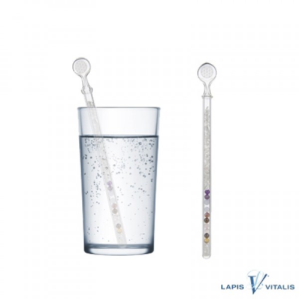 Edelsteinwasser FÜNF ELEMENTE Amethyst Chalcedon Ozeanjaspis Rosenquarz Blume des Lebens 