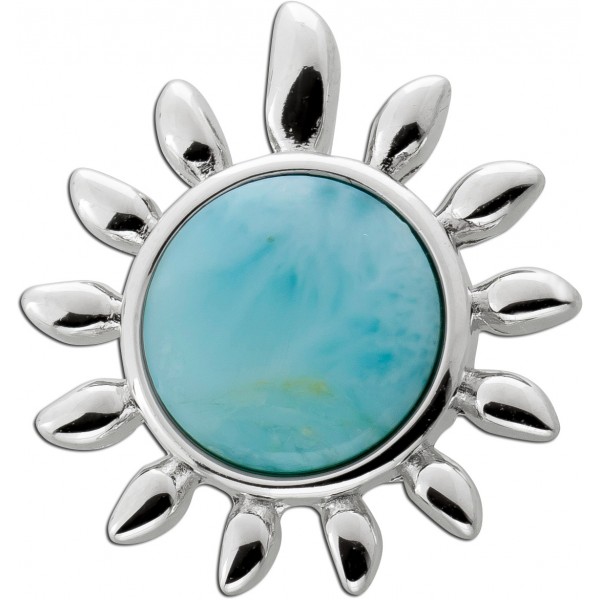 Larimar Anhänger Sonne Silber 925 hellblauer Edelstein 3.0ct.