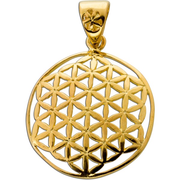 Blume des Lebens Designer Anhänger Silber 925 vergoldet FLOWER OF LIFE