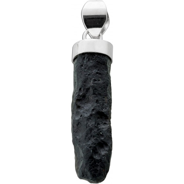 Tektit Anhänger Sterling Silber 925 schwarzer Edelstein Thailand  