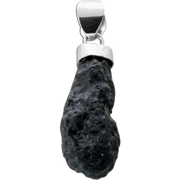 Tektit Anhänger Sterlingsilber 925 schwarzer Edelstein Thailand 