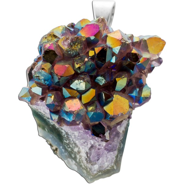 Titanquarz Edelstein Anhänger Sterlingsilber 925 metallische Druse 