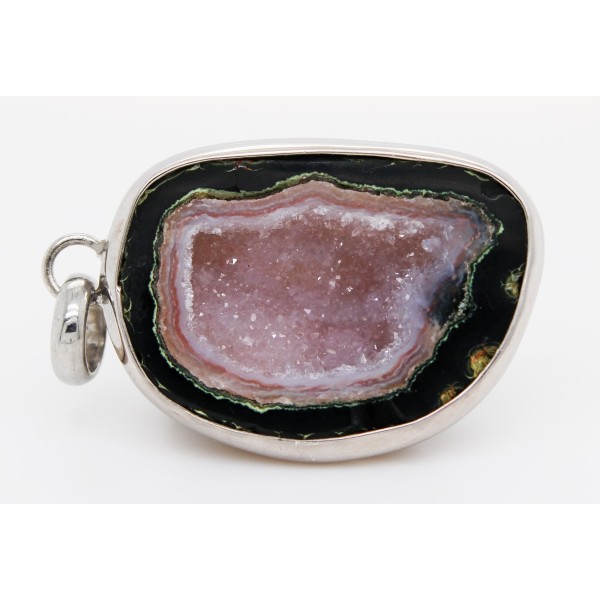 Achat Anhänger Sterlingsilber 925 violett grüne Druse 51ct Edelstein