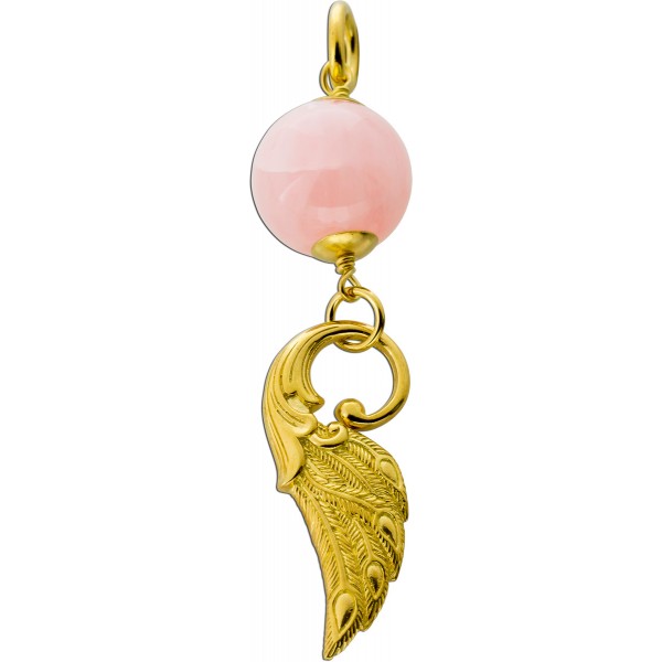Rosenquarz Flügel Anhänger Silber vergoldet rosa Edelstein 57.6ct