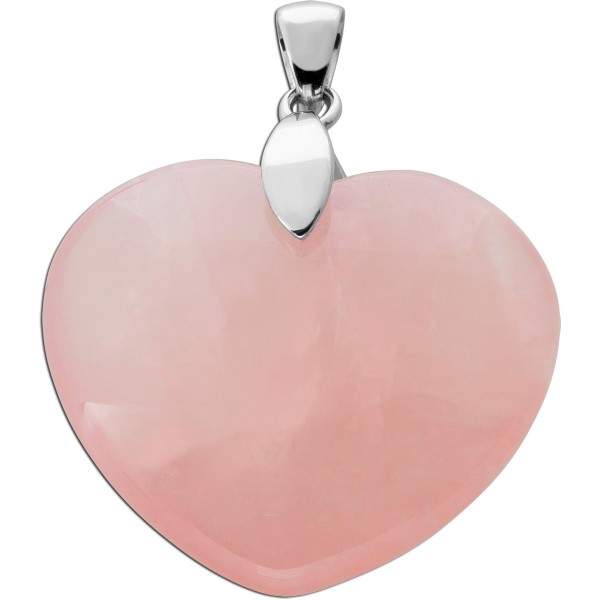 Herz Rosenquarz Anhänger Silber 925 rosa Edelstein 47ct. Liebe