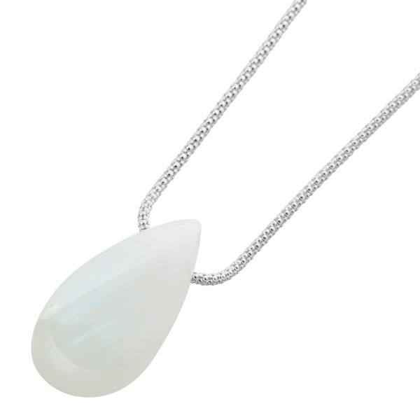 Labradorit Kette Silber 925 weißer Edelstein Tropfen 26.6ct