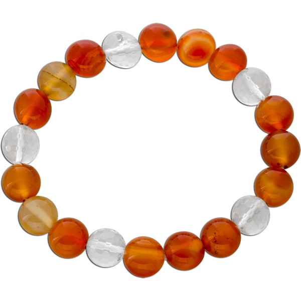 Karneol Bergkristall Armband orange roter Kugeln 10mm 