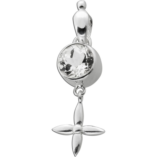 Kreuz Anhänger Silber 925 weißer Topas Edelstein 6.25ct  