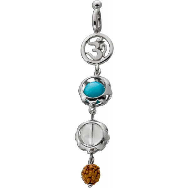 Larimar Anhänger Silber 925 Bergkristall Omzeichen Rudrakshanuss