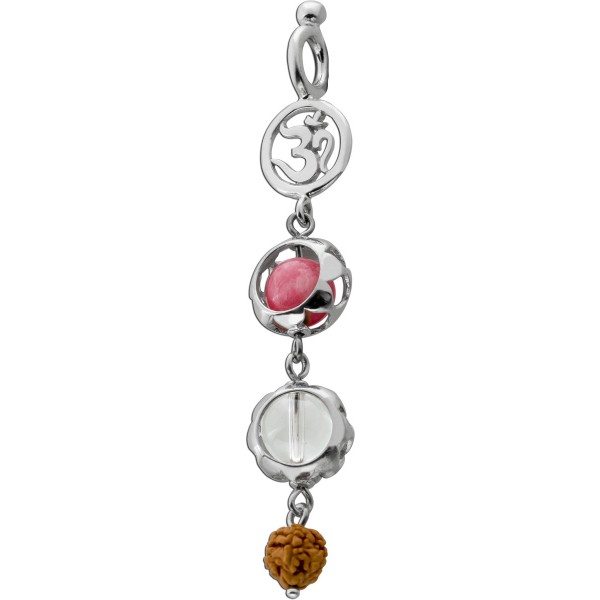 Bergkristall Anhänger Silber 925 Rhodochrosit Omzeichen Rudrakshanuss
