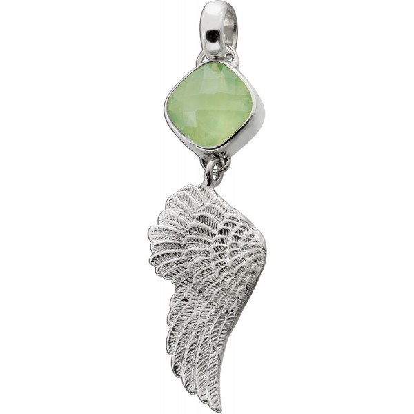 Prehnit Engelsflügel Anhänger Silber 925 hellgrüner Edelstein 3.9ct