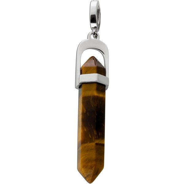 Tigerauge Anhänger Silber 925 gold braune Spitze 17.33ct.