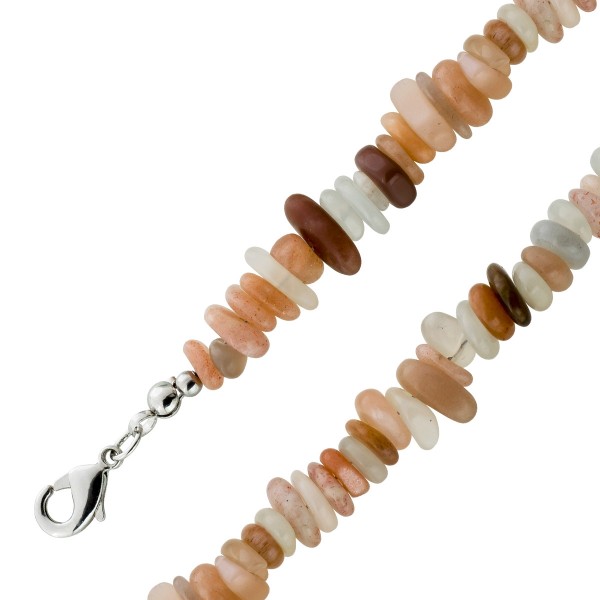 Mondstein Armband weiss pfirsich Nuggets 9mm